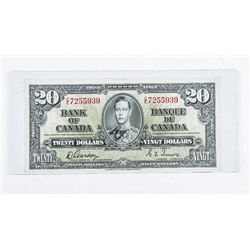 Bank of Canada 1937 20.00 VF20 G/T