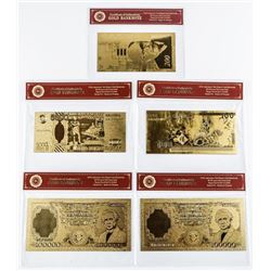 Group (5) 24kt Gold Foil Notes, Italy, Israel etc
