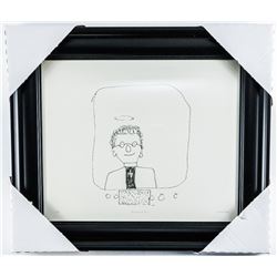 John Lennon (1940-1980) Litho 'The VCAR in the Telly' Gallery Frame 18x22"