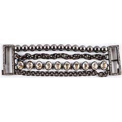 Ladies MMCrystal Bracelet with Brown Gold Plating. Bezel Set, Oval and Round Cut Swarovski Element