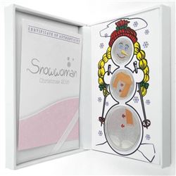 925 Sterling Silver, Snowwoman 3- Medal Set, 1/4 1/2 1oz Proof Like Diamond Frosting