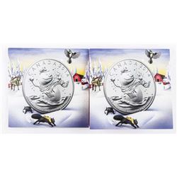 Lot (2) .9999 Fine Silver $20.00 Coins 'Snowman' Folios