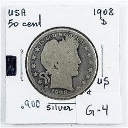 USA Silver 50 Cent 1908(D) .900 Silver