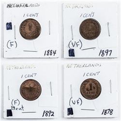 Estate Group (4) Netherlands 1 cent: 1878-1884-1892-1897 F(VF)