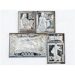 Group (4) 925 Sterling Silver Postage Stamps