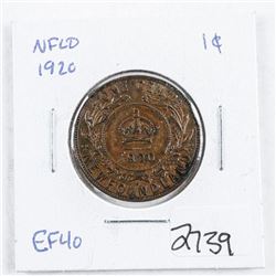 NFLD 1920 Large 1 Cent EF40