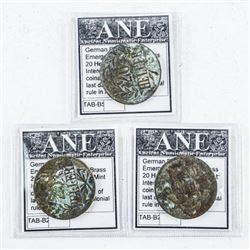 Lot (3) Germany East Africa Emergency Coinage, Brass 20 Heller 1916 Tabora Mint