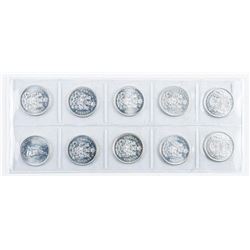Group of (10) Canadian Silver 50 cent Queen Elizabeth