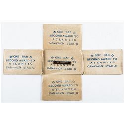 Scarce - 5 WWII Atlantic Star Bars in Original Package.