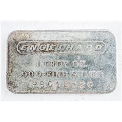 ENGELHARD Vintage Silver Collector Bullion 1 Troy oz Bar with Serial Number Plain Back