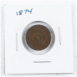 USA Indian Head 1 Cent 1874 VG8