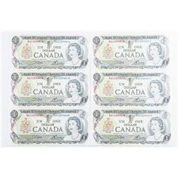 Lot (6) Bank of Canada 1973 1.00 UNC