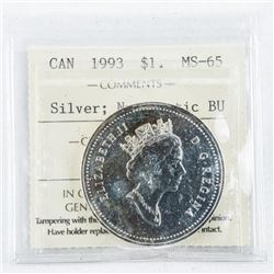 1993 925 Silver Canada 1.00 (BU) MS65. ICCS.