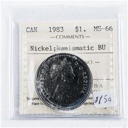 Canada 1983 Nickel Dollar (BU) MS66. ICCS.