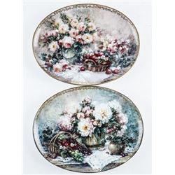 Pair 'Bradford' Oval Collector Plate, Garden Pleasure 1st and 2nd Issue