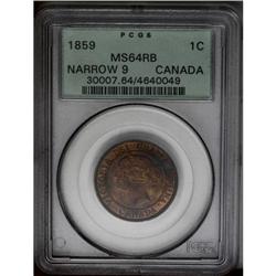 Victoria Cent 1859 Narrow 9, KM1, MS64 RB PCGS, an attr 