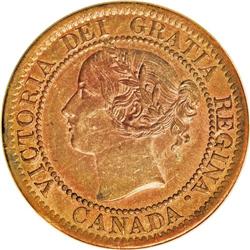 Victoria Cent 1859/8 Wide 9, KM1, MS62 RB ICCS, medal r 