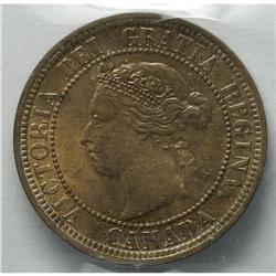 Victoria Cent 1876H, KM1, MS63 RED ICCS, a nice origina 