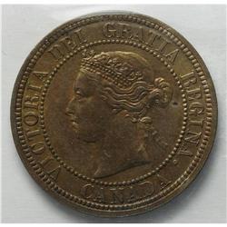 Victoria Cent 1882H, KM1, MS63 RB ICCS, Obverse 1, ligh 