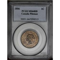 Victoria Cent 1886 Obverse 2, KM1, MS64 RB PCGS Pittman 