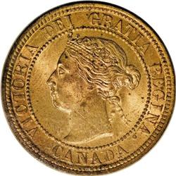 Victoria Cent 1892, Obverse 4, KM1, MS65 Red ICCS, full