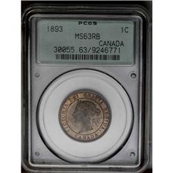 Victoria Cent - Choice Pair, KM1, 1893 MS63 RB PCGS, ve 