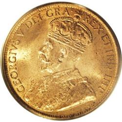 George V Cent 1919, KM21, MS65 RD PCGS, attractive ligh 