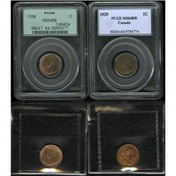 George V Cent - Four Dates, KM28 1927 MS63 RB ICCS, 192 