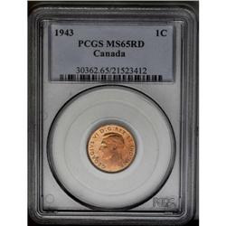 George VI Cent 1943, KM32, MS65 RD PCGS, full brilliant 