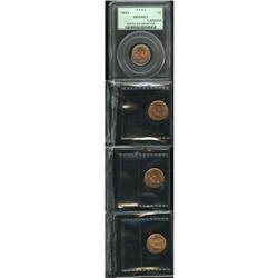 George VI Cent - Four Dates, KM32 1943 MS64 RD PCGS, 19 