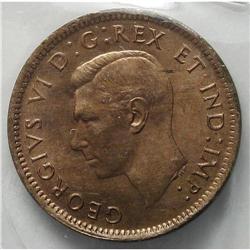 George VI Cent 1945, KM32, MS65 RED ICCS, very scarce i 