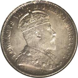 Edward VII 5 Cents 1910 Round (Maple) Leaves, KM13, MS6 