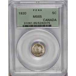 George V 5 Cents 1920, KM22, MS65 PCGS. Gold and russet 