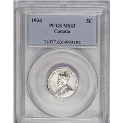 George V 5 Cents 1934, KM29, MS63 PCGS. Sharply struck 
