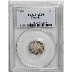 Victoria 10 Cents 1898, KM3, AU58 PCGS. Fully lustrous 