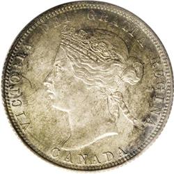 Victoria 25 Cents 1874-H, KM5, MS63 ICCS. Well struck w 