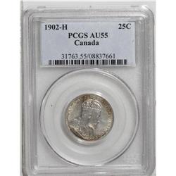 Edward VII 25 Cents 1902H, KM11. AU55 PCGS. Fully lustr 
