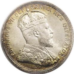 Edward VII 25 Cents 1904, KM11, MS63 ICCS. Sharply stru 