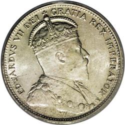 Edward VII 25 Cents 1907, KM11, MS64 PCGS. Brilliant wh 
