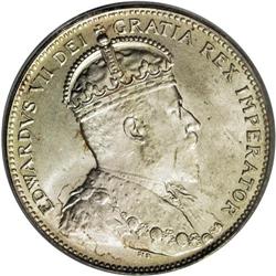 Edward VII 25 Cents 1909, KM11, MS64 PCGS. Fully brilli 