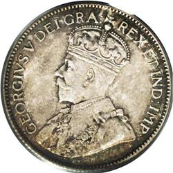 George V 25 Cents 1916, KM24, MS65 PCGS. Mottled gold,