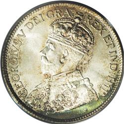 George V 25 Cents 1918, KM24, MS66 PCGS. Golden toning 