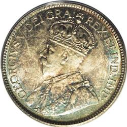 George V 25 Cents 1931, KM24a, MS65 PCGS. Gold and stee 