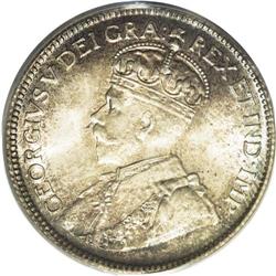 George V 25 Cents 1933, KM24a, MS65 PCGS. Mottled russe 