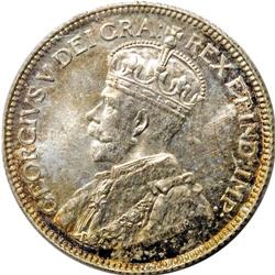 George V 25 Cents 1935, KM24a, MS64 ICCS. Golden toning 