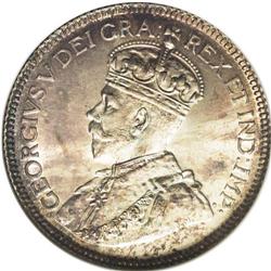 George V 25 Cents 1936, KM24a, MS64 NGC. Lightly abrade 