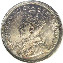 George V 25 Cents 1936, KM24a, MS66 PCGS. Mottled steel