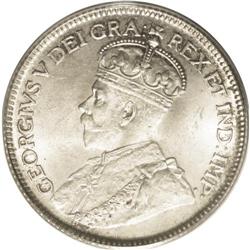 George V 25 Cents 1936 Dot, KM24a, MS63 PCGS. Golden to 