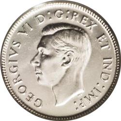 George VI 25 Cents 1946, KM35, MS66 PCGS. Brilliant whi 