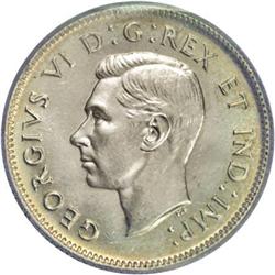 George VI 25 Cents 1947 Dot, KM35, MS63 ICCS. Well stru 